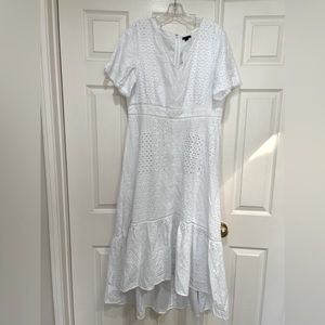 Ann Taylor Eyelet, high low dress, size 14